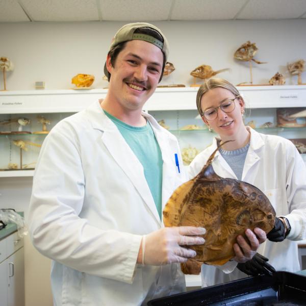 VIU students in the fish biology lab