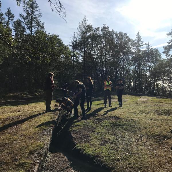 Students mapping faults and fractures at the Abyss