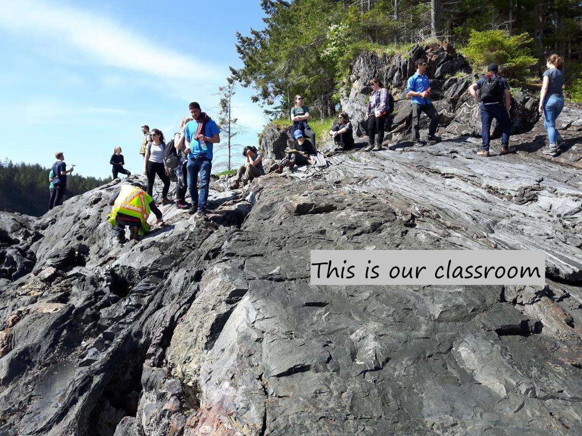 Geoscience students working in the field